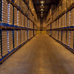 Warehouse racking with palletised goods